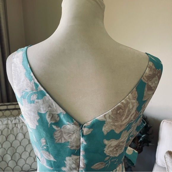Jessica Howard Turquoise White Taupe Belted Fit And Flare Swing Dress - Picture 10 of 16